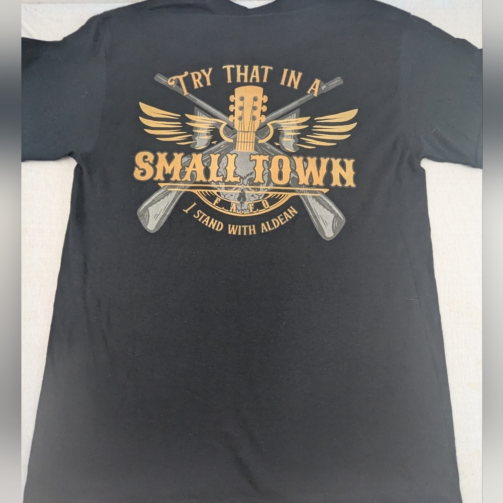 Jason Aldean Try That In A Small Town I Stand With Aldean Black Tee Large